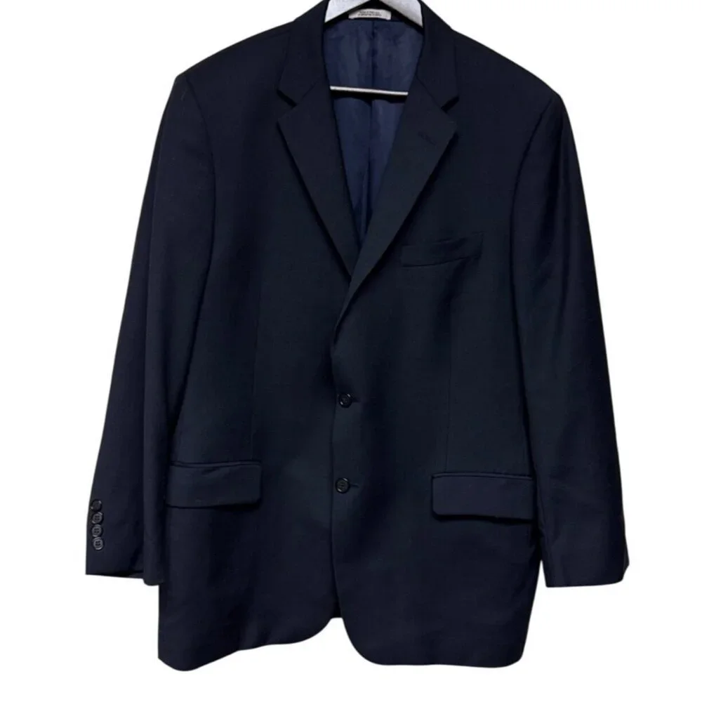 Hickey Freeman Milburn II Men's Blazer 100% Wool Black Fully Lined Pockets 44R